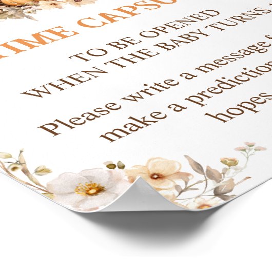 Pompoen Herfst Baby shower Tijd Capsule Teken Poster (Hoek)