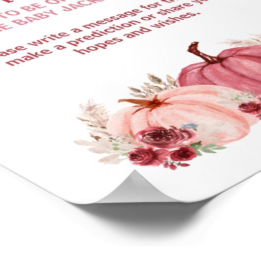 Pompoen Herfst Baby shower Tijd Capsule Teken Poster (Hoek)