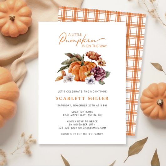Pompoen Herfst Baby Shower Uitnodiging