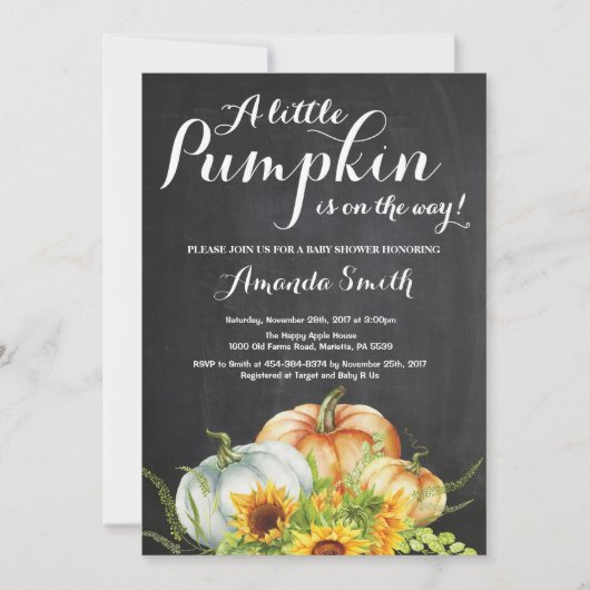 Pompoen Herfst Baby Shower Uitnodiging (Voorkant)
