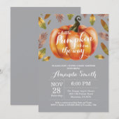 Pompoen Herfst Baby Shower Uitnodiging Grijs (Voorkant / Achterkant)