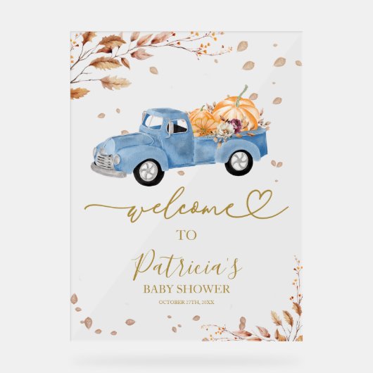 Pompoen Herfst Baby Shower Welkom Bord (Voorkant)