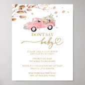 Pompoen Herfst Baby shower Zeg niet Baby Game Sign Poster (Voorkant)
