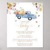 Pompoen Herfst Baby shower Zeg niet Baby Game Sign Poster (Voorkant)