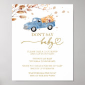 Pompoen Herfst Baby shower Zeg niet Baby Game Sign Poster (Voorkant)