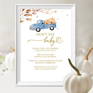 Pompoen Herfst Baby shower Zeg niet Baby Game Sign Poster