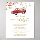 Pompoen Herfst Baby shower Zeg niet Baby Game Sign Poster (Voorkant)