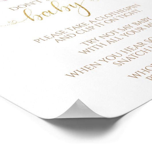 Pompoen Herfst Baby shower Zeg niet Baby Game Sign Poster (Hoek)