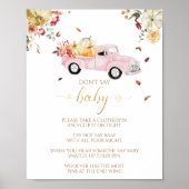 Pompoen Herfst Baby shower Zeg niet Baby Game Sign Poster (Voorkant)