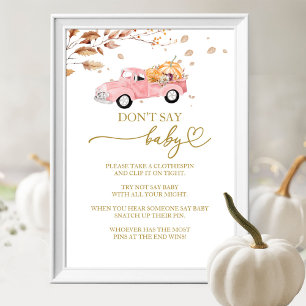 Pompoen Herfst Baby Shower Zeg Niet Baby Spel Bord Poster