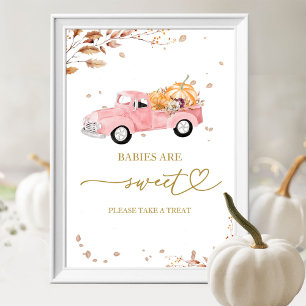 Pompoen Herfst Baby's Zijn Zoete Teken Poster