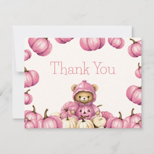 Pompoen Herfst Beer Dank u kaart (Voorkant)