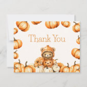 Pompoen Herfst Beer Dank u kaart (Voorkant)
