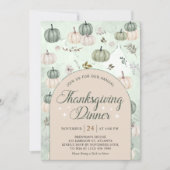 Pompoen herfst bladeren Thanksgiving diner Kaart (Voorkant)