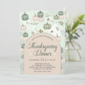 Pompoen herfst bladeren Thanksgiving diner Kaart (Staand voorkant)