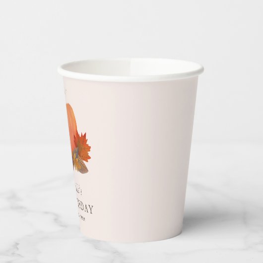 Pompoen Herfst Blauw Roze Verjaardag Papieren Bekers (Links)