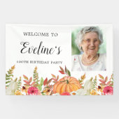 Pompoen Herfst Bloemen 100ste Verjaardag Welkom Spandoek (Horizontaal)