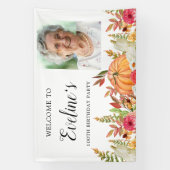 Pompoen Herfst Bloemen 100ste Verjaardag Welkom Spandoek (Verticaal)