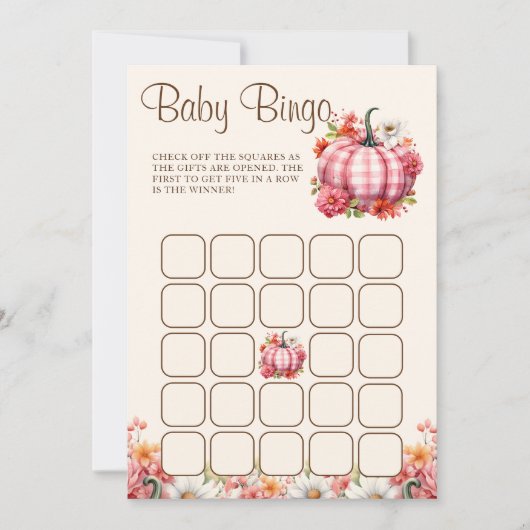 Pompoen Herfst Bloemen Baby shower Baby Bingogame Kaart (Voorkant)