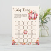 Pompoen Herfst Bloemen Baby shower Baby Bingogame Kaart (Staand voorkant)