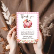 Pompoen Herfst Bloemen Baby shower Dank u kaart