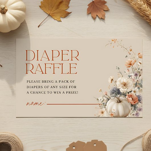 Pompoen Herfst Bloemen Baby shower Luier Raffle Informatiekaartje