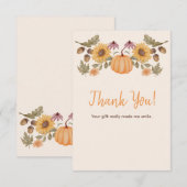 Pompoen Herfst Bloemen Herfst Baby shower Bedankkaart (Voorkant / Achterkant)