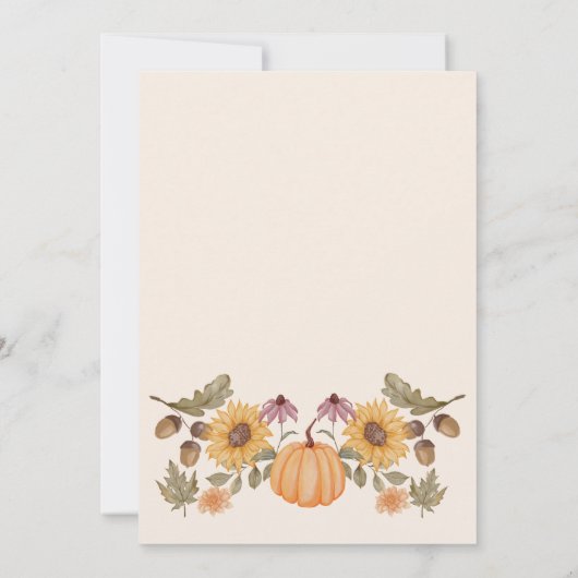 Pompoen Herfst Bloemen Herfst Baby shower Kaart (Achterkant)