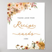 Pompoen Herfst Bloemen Laat je recept Kaart hier Poster (Voorkant)
