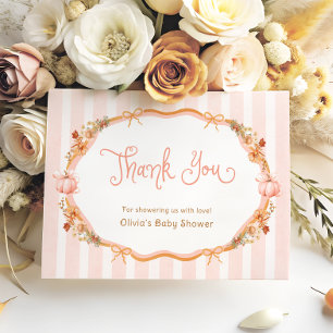 Pompoen Herfst Bloemige Baby Shower Bedankkaart