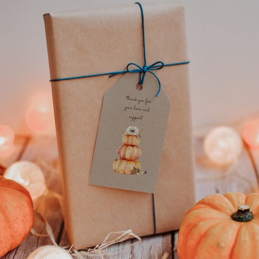 Pompoen Herfst Bloemvormig Monogram Baby shower Cadeaulabel