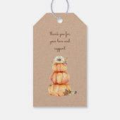 Pompoen Herfst Bloemvormig Monogram Baby shower Cadeaulabel (Achterkant)