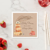 Pompoen Herfst Bloemvormig Monogram Baby shower Servet (Insitu)
