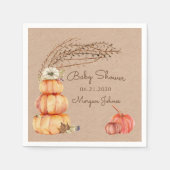 Pompoen Herfst Bloemvormig Monogram Baby shower Servet (Voorkant)