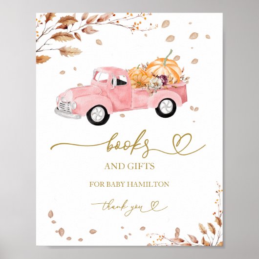 Pompoen Herfst Boeken voor Baby Sign Poster (Voorkant)