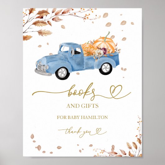 Pompoen Herfst Boeken voor Baby Sign Poster (Voorkant)
