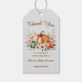 Pompoen Herfst Boho Bloemige Dankjewel Cadeaulabel (Voorkant)