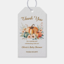 Pompoen Herfst Boho Bloemige Dankjewel Cadeaulabel