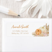 Pompoen Herfst Boho Herfst Floral Retouradres Etiket (Insitu)