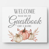  pompoen Herfst Bouquet Guestbook Tabletop Fotoplaat (Voorkant)