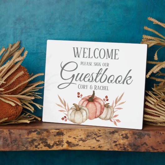  pompoen Herfst Bouquet Guestbook Tabletop Fotoplaat (Zijkant)