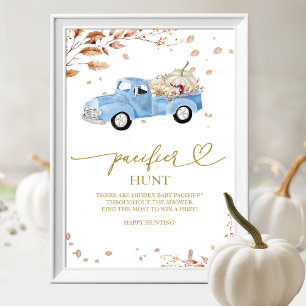 Pompoen Herfst Boy Baby shower Fopspeen Hunt Teken Poster