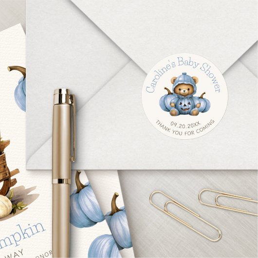 Pompoen Herfst Boy Shower Verjaardag Ronde Sticker
