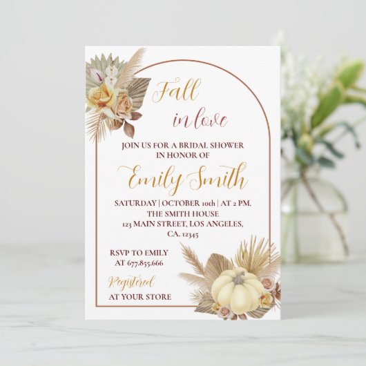 Pompoen Herfst Bruids Douche Uitnodiging (Staand voorkant)