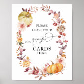 Pompoen Herfst Bruidsborrel Receptkaartjes Bord Poster (Voorkant)