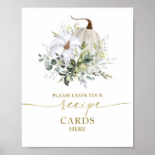 Pompoen Herfst Bruidsfeest Receptkaartjes Bord Poster (Voorkant)