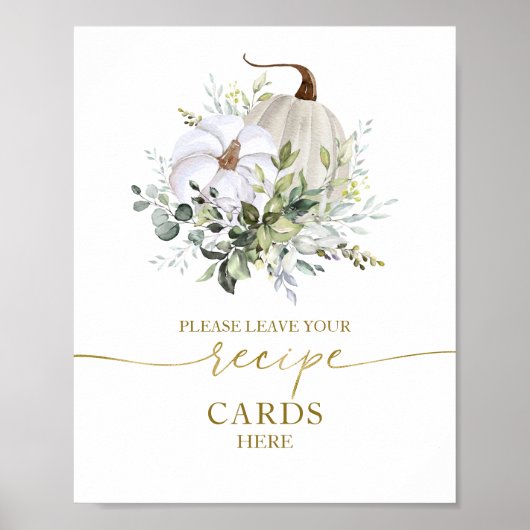 Pompoen Herfst Bruidsfeest Receptkaartjes Bord Poster (Voorkant)