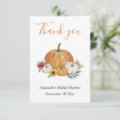 Pompoen Herfst Bruidsuitnodiging Dankkaart Bedankkaart (Staand voorkant)