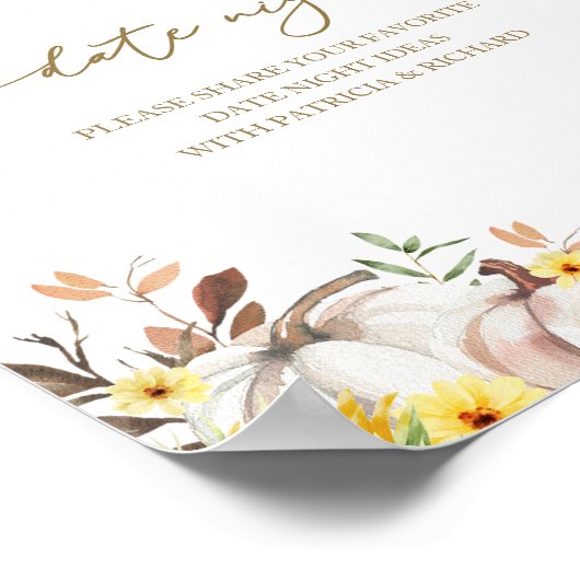 Pompoen Herfst Bruiloft Borrel Datum Avond Pot Bor Poster (Hoek)