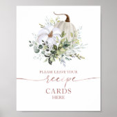 Pompoen Herfst Bruiloft Recept Kaartjes Bord Poster (Voorkant)